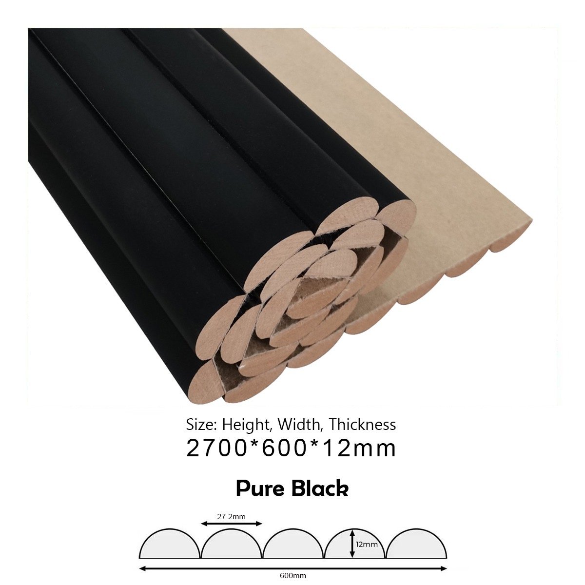 PROT071 MDF Super Flexi Half Round (Pure Black)