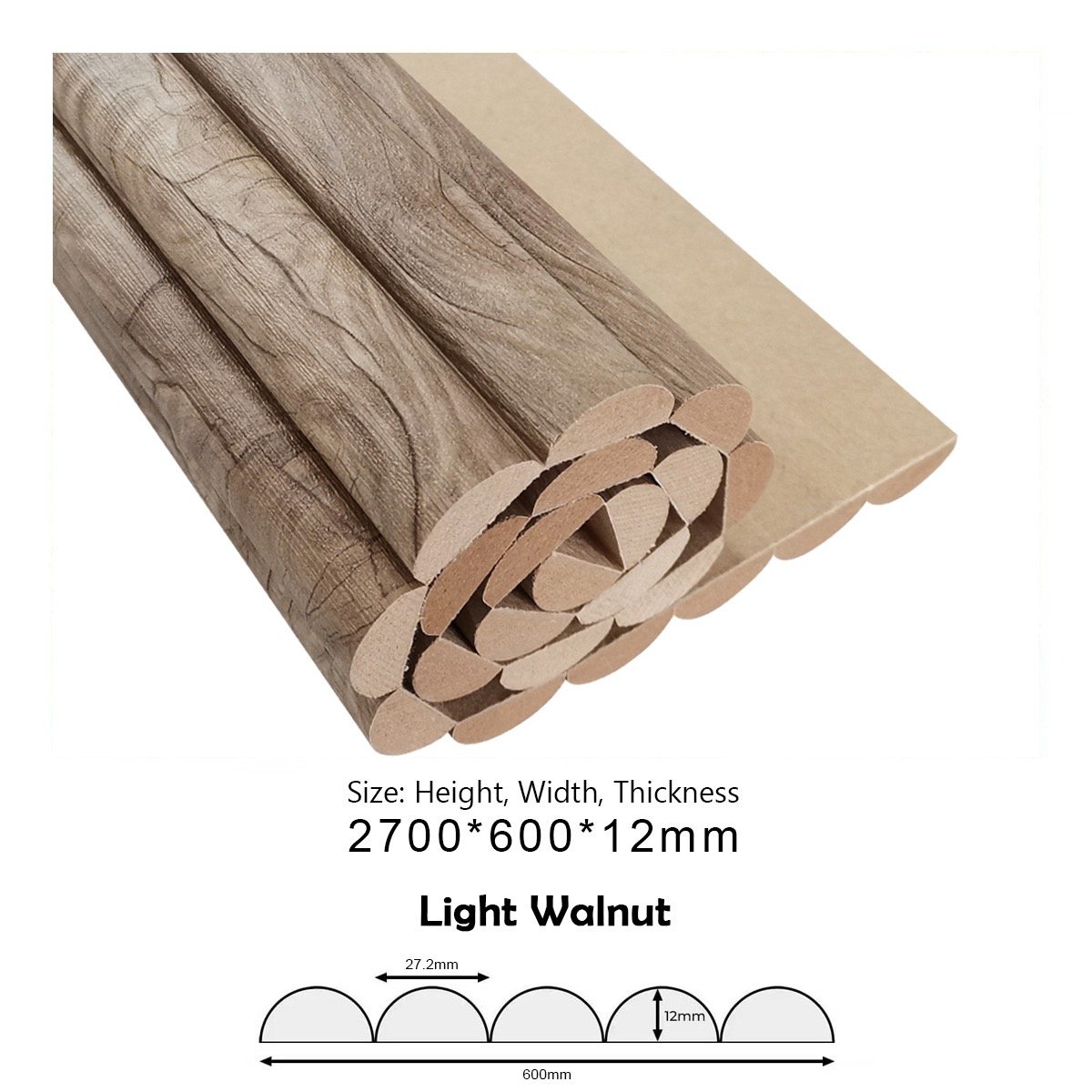PROT072 MDF Super Flexi Half Round (Light Walnut)