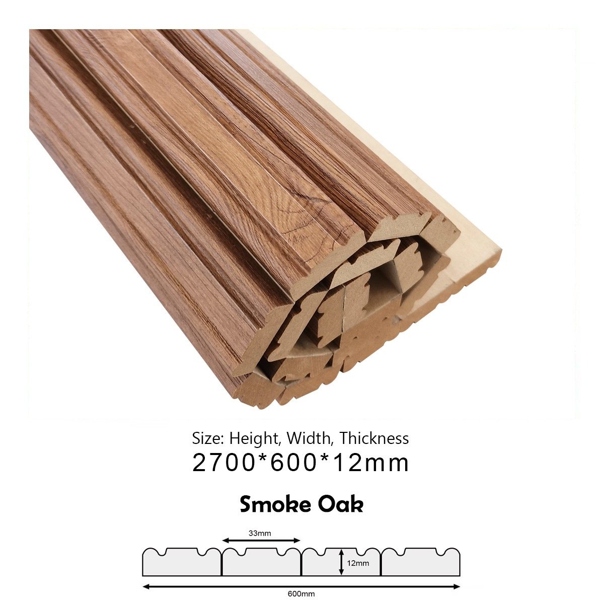 PROT066 MDF Cladding (Smoke Oak) 600 x 12x 2700